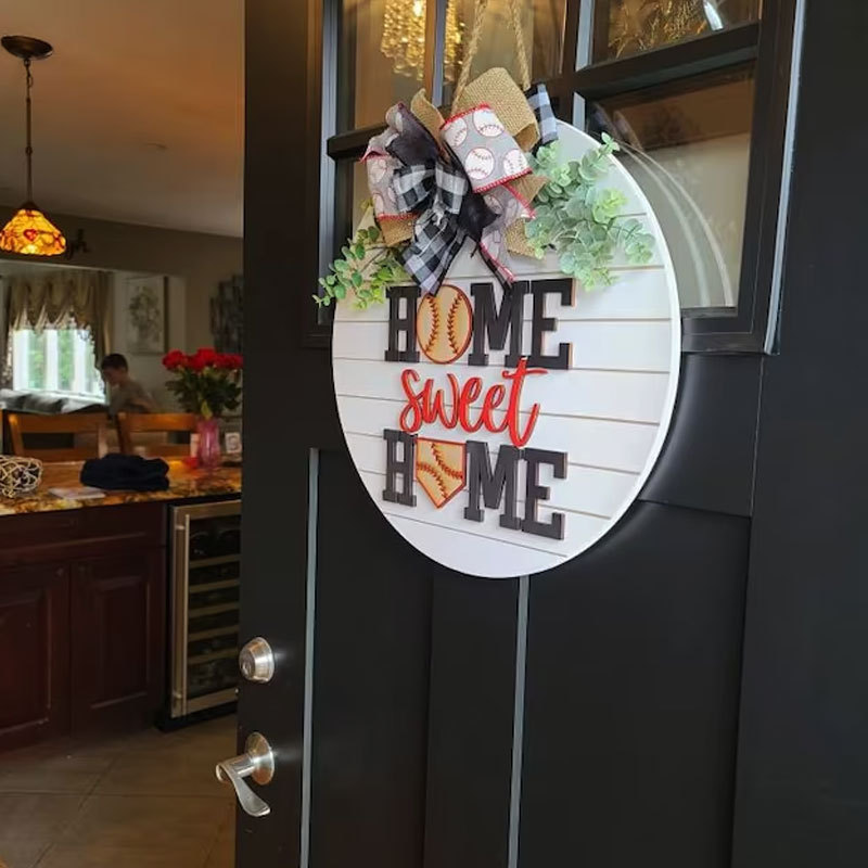 Baseball Door Hanger, Home Sweet Home Sign