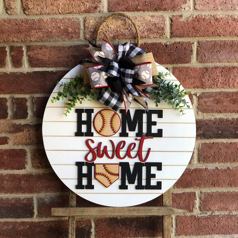 Baseball Door Hanger, Home Sweet Home Sign