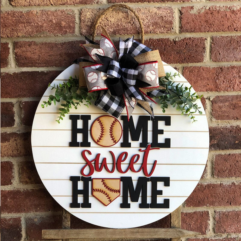 Baseball Door Hanger, Home Sweet Home Sign