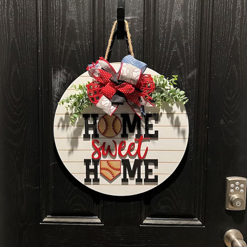 Baseball Door Hanger, Home Sweet Home Sign