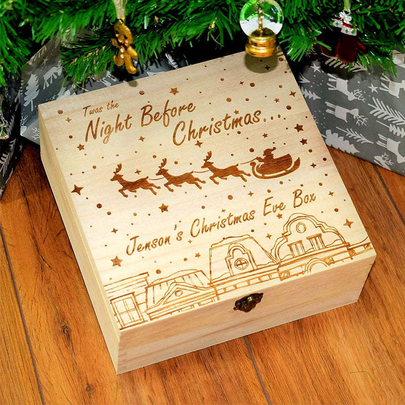 Personalised Wood Christmas Eve Box For Children Ready To Fill With Gifts