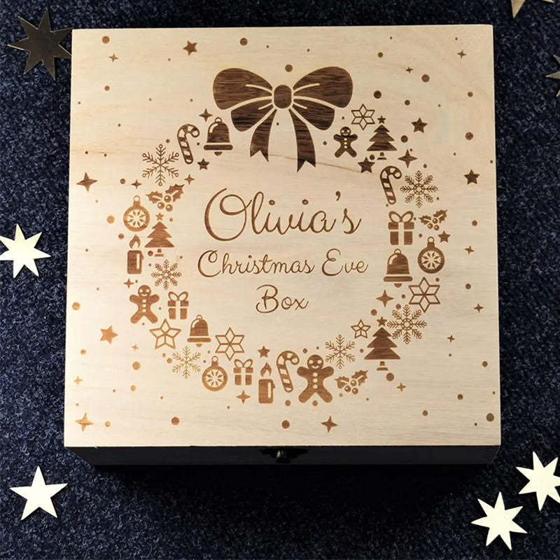 Personalised Wood Christmas Eve Box For Children Ready To Fill With Gifts