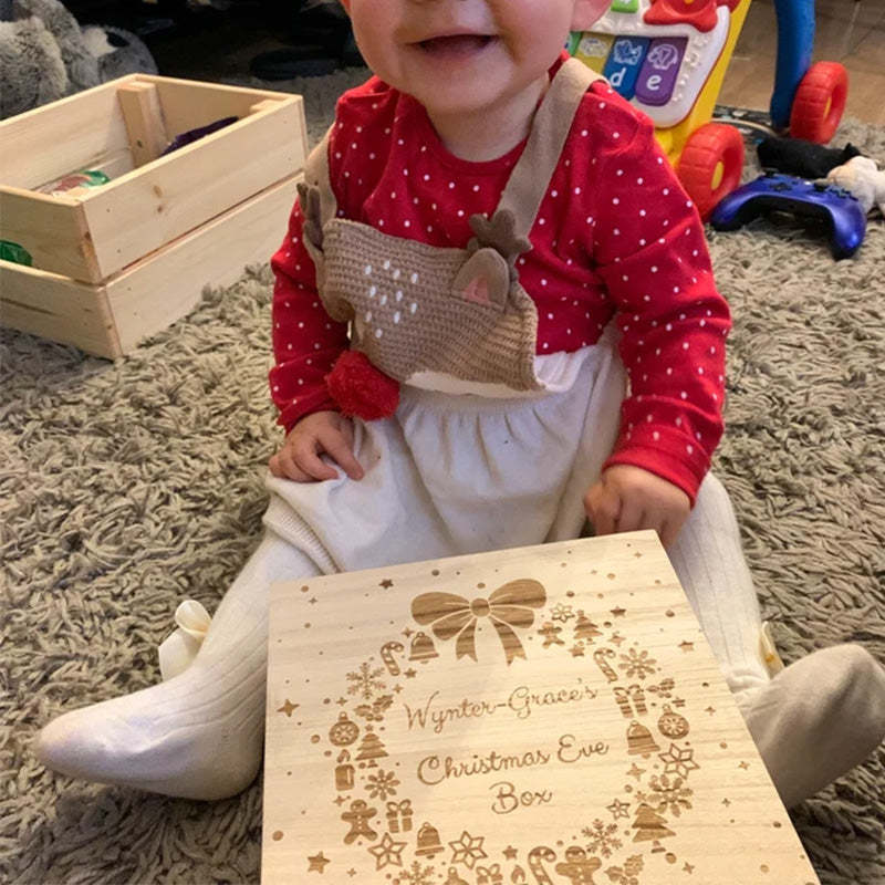 Personalised Wood Christmas Eve Box For Children Ready To Fill With Gifts