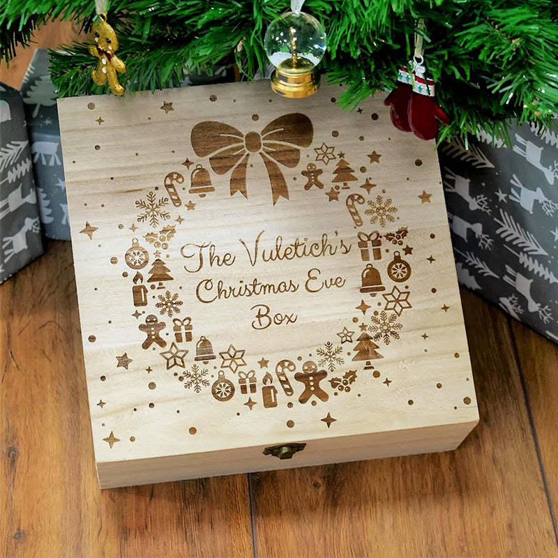 Personalised Wood Christmas Eve Box For Children Ready To Fill With Gifts