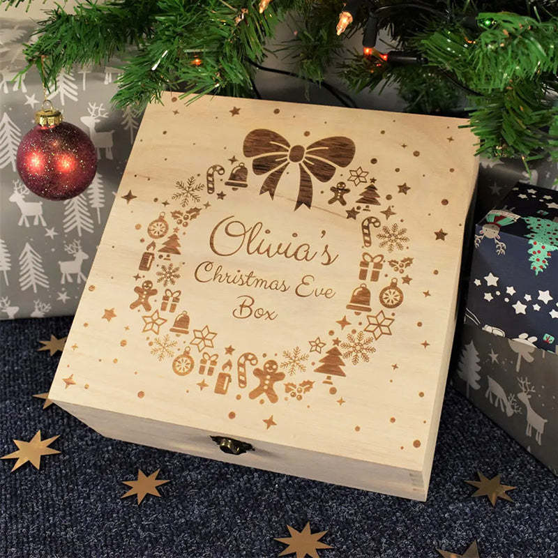 Personalised Wood Christmas Eve Box For Children Ready To Fill With Gifts
