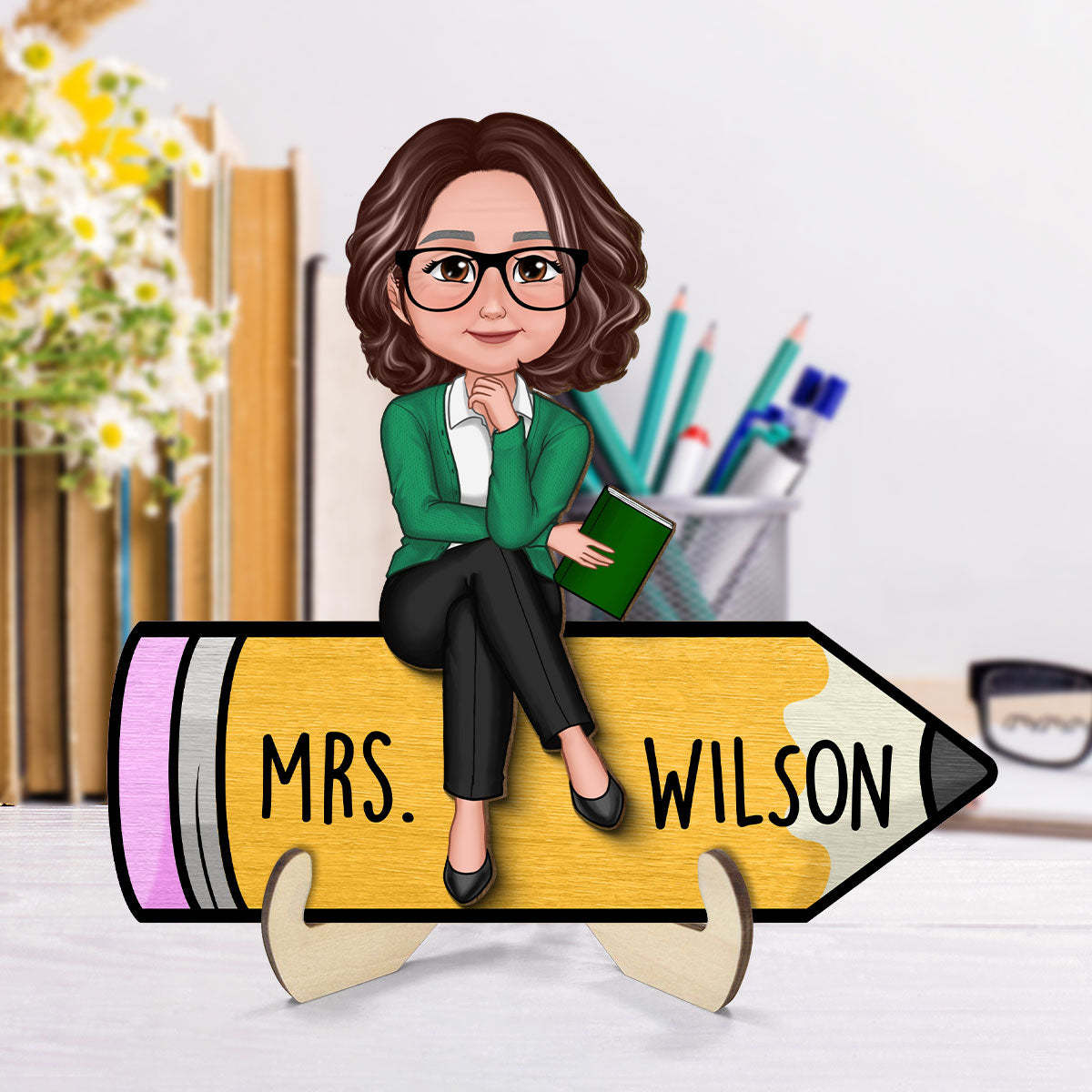 Personalized 2-Layer Wooden Plaque Office Decor for Teacher