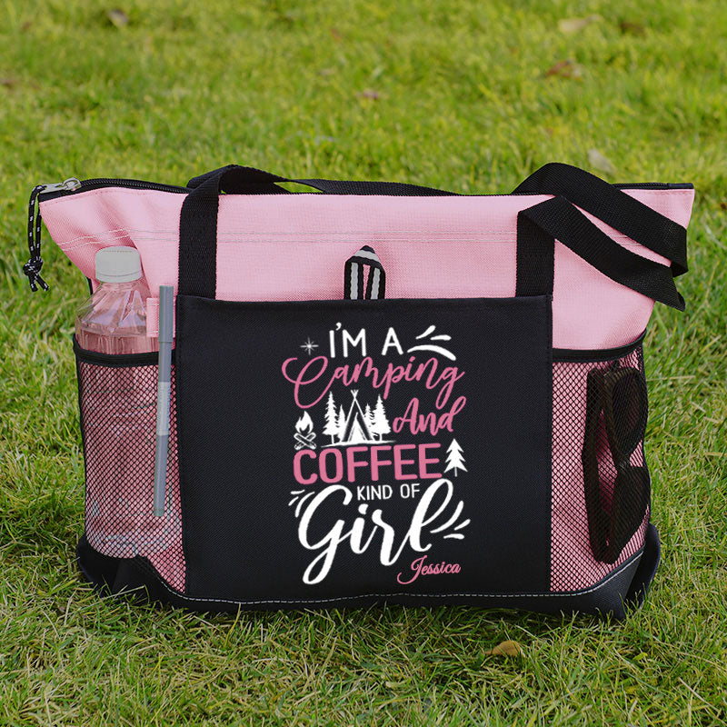 Camping and Coffee Camping girl Tote Bag