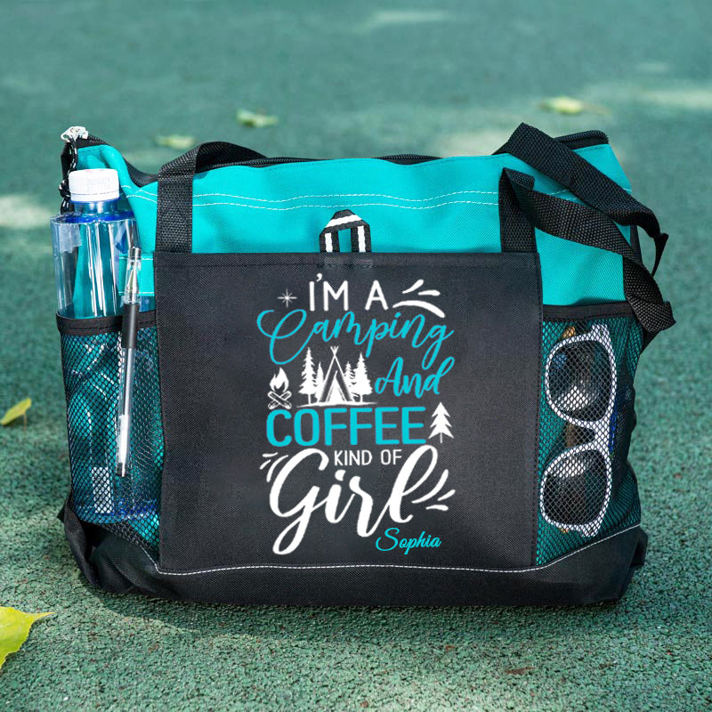 Camping and Coffee Camping girl Tote Bag