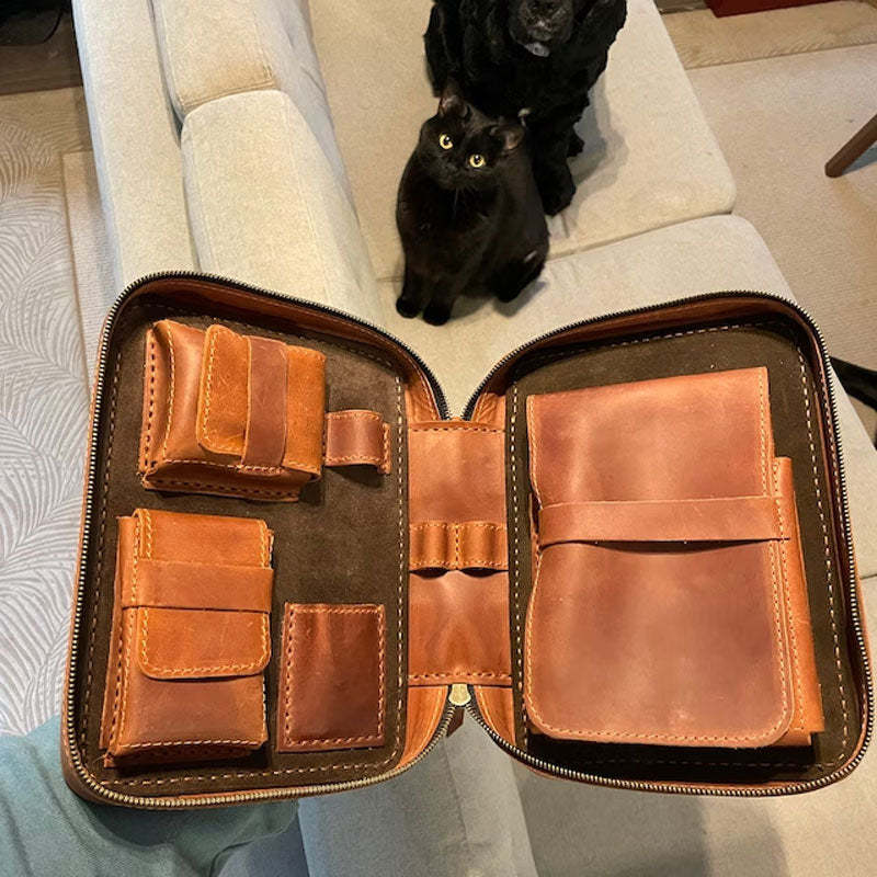 Leather Travel Cigar Box Case For Cigar Accessories
