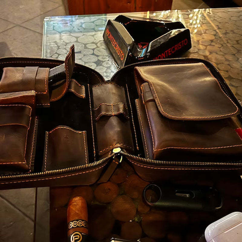 Leather Travel Cigar Box Case For Cigar Accessories