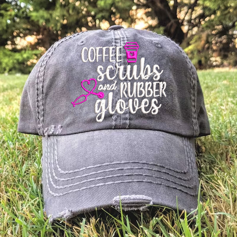 Coffee Scrubs and Rubber Gloves Baseball Cap
