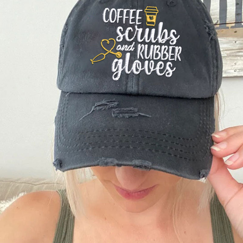 Coffee Scrubs and Rubber Gloves Baseball Cap
