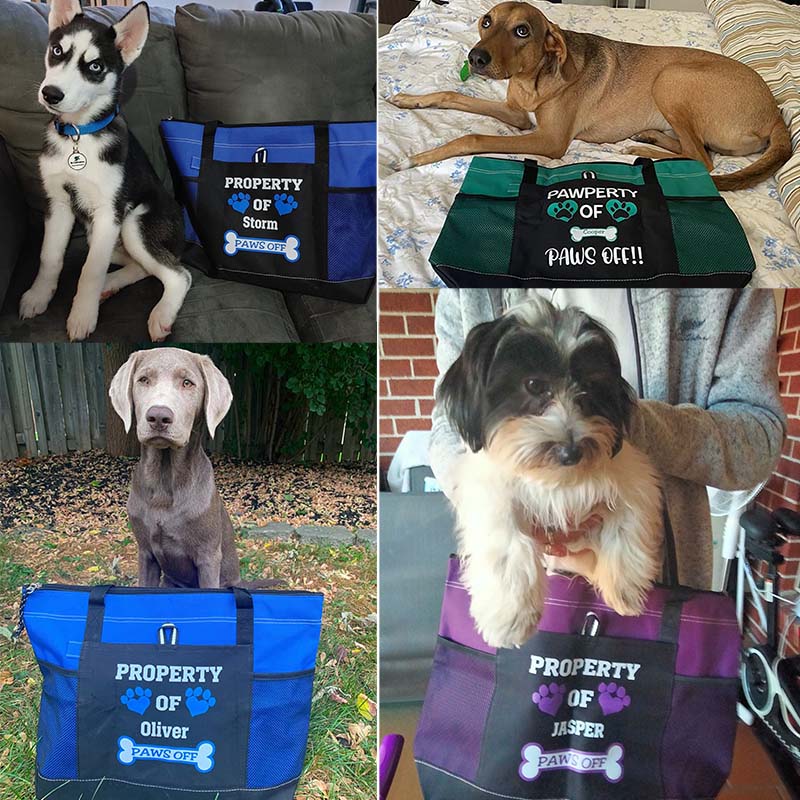 Pawperty of Dogs Name Tote Bag, Personalized Dog Tote Bag
