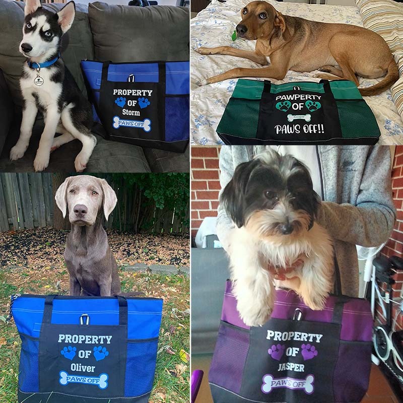Pawperty of Dogs Name Tote Bag, Personalized Dog Tote Bag