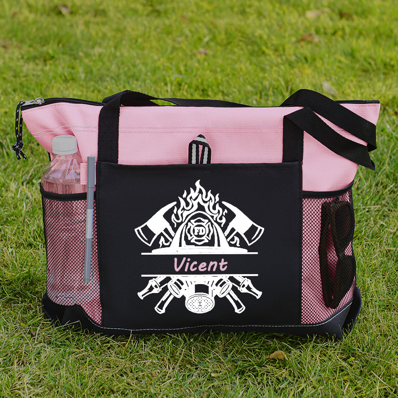Customize US Firefighter Name Column Sublimation Custom Tote Bag