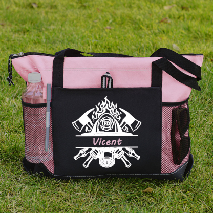 Customize US Firefighter Name Column Sublimation Custom Tote Bag