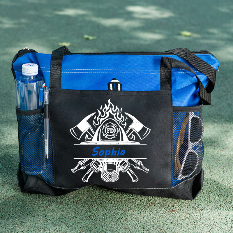 Customize US Firefighter Name Column Sublimation Custom Tote Bag