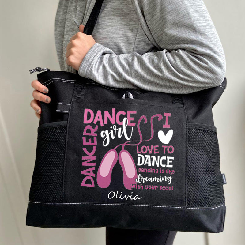 Dancing is like dreaming with your feet Dance tote bag