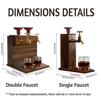 Personalized Embossed Named Wooden Double Faucet Whiskey Dispenser