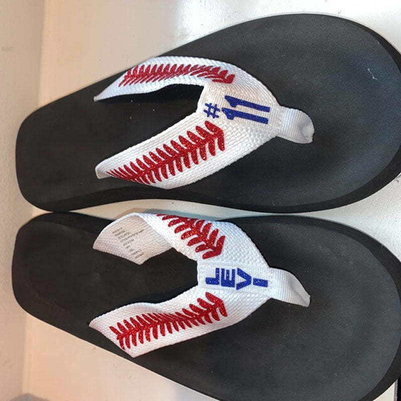 Baseball Flip Flops Personalized Baseball Mom Flip Flops