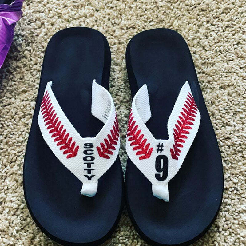 Baseball Flip Flops Personalized Baseball Mom Flip Flops