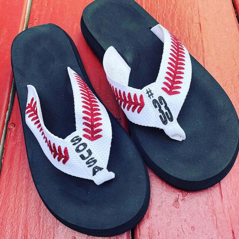 Baseball Flip Flops Personalized Baseball Mom Flip Flops