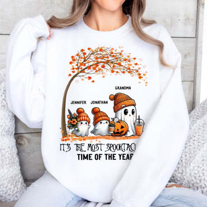 It's The Most Spooktacular Time Of The Year Grandma Spooky Ghost Personalized Shirt, Fall Halloween Sweater