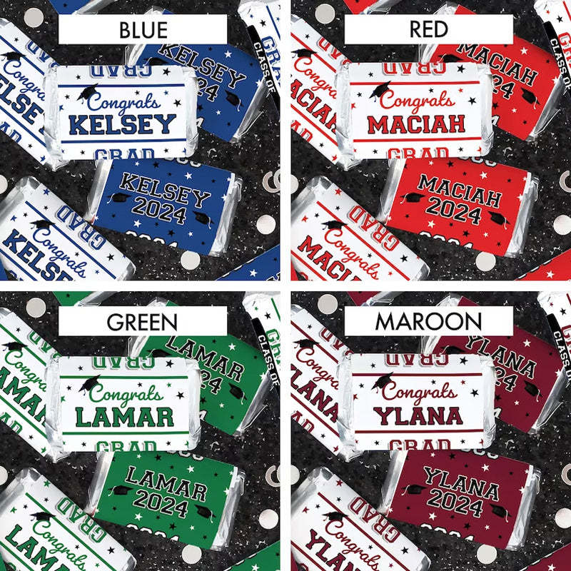 Personalized Graduation Mini Candy Bar Wrapper Label Stickers