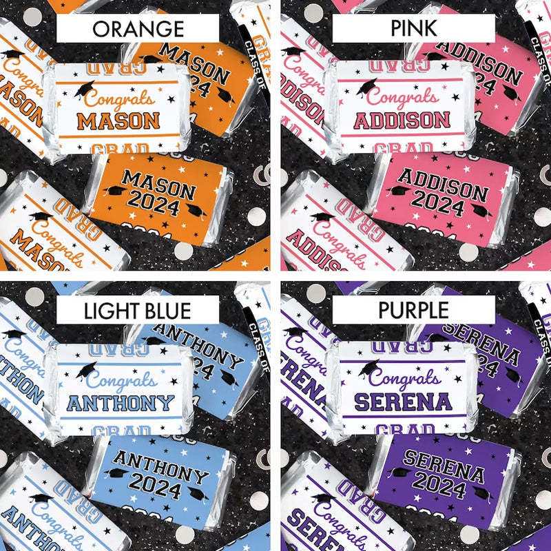 Personalized Graduation Mini Candy Bar Wrapper Label Stickers