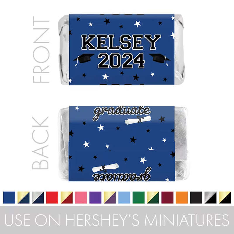 Personalized Graduation Mini Candy Bar Wrapper Label Stickers