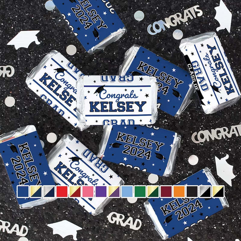 Personalized Graduation Mini Candy Bar Wrapper Label Stickers