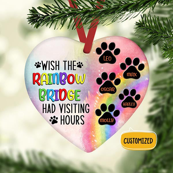 Pet Name Memorial Ornament Wish The Rainbow Bridge Has Visiting Hours