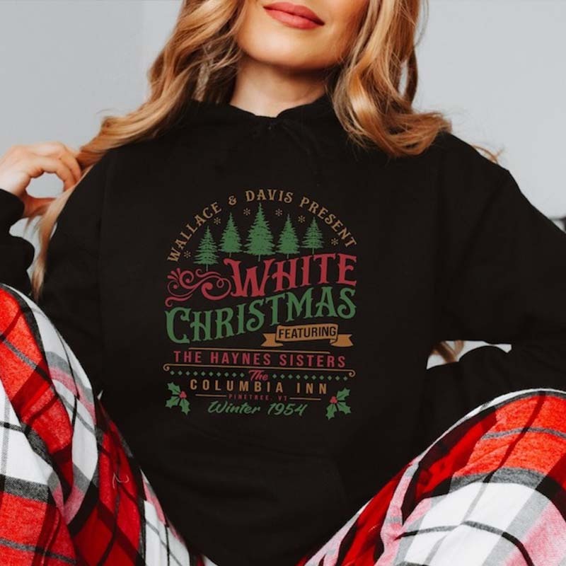 White Christmas Sweatshirt Columbia Inn Pine Tree Vermont Christmas Sweatshirt
