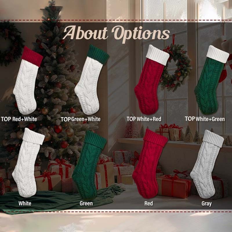 2024 Embroidered Christmas Stocking Knitted Family Stocking Personalized Xmas Stocking