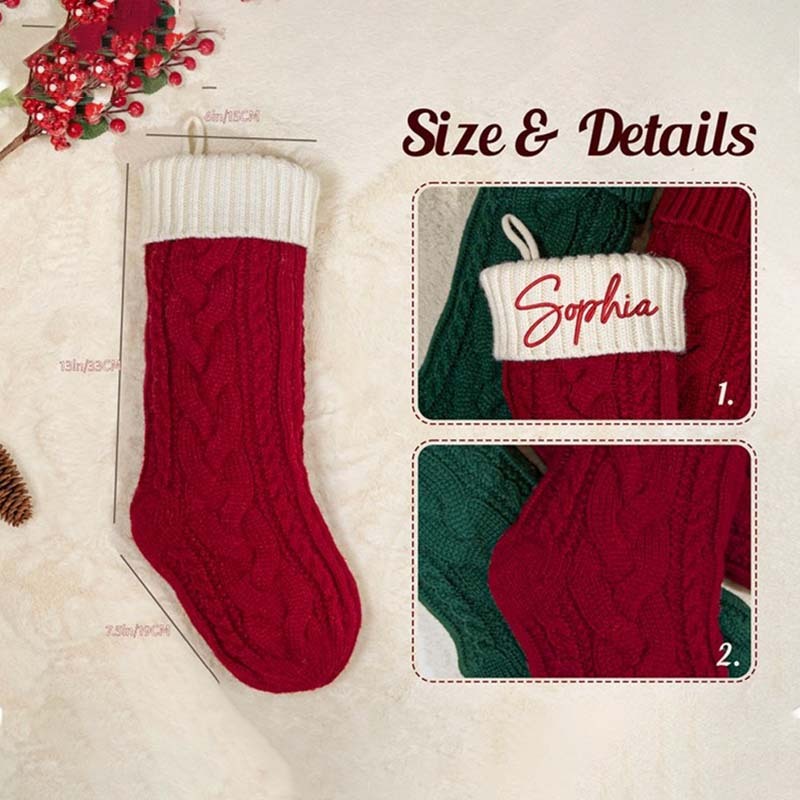 2024 Embroidered Christmas Stocking Knitted Family Stocking Personalized Xmas Stocking