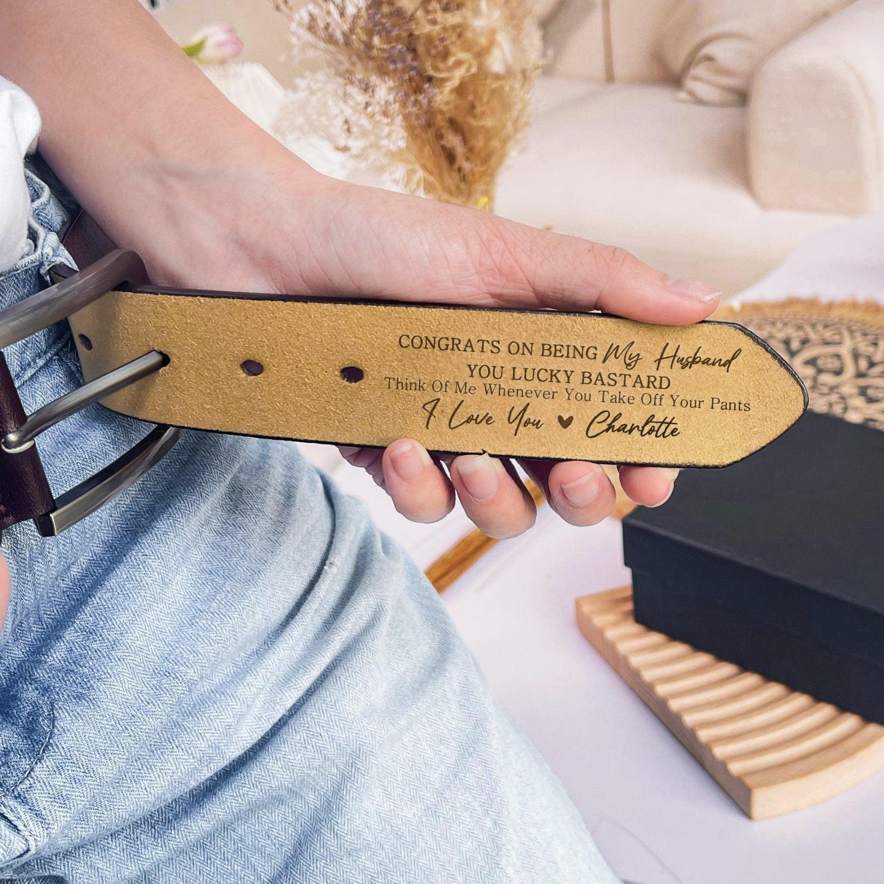 Personalized Engraved Leather Belt - Custom Father's Day Gift for Him