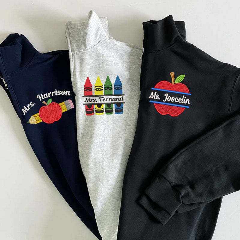 Ladies Monogram Personalized Teacher Sweatshirt Teacher Zip Pullover