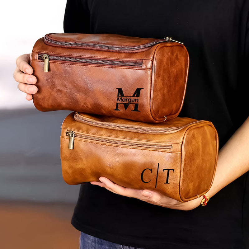 Personalized Mens Toiletry Bag Vegan Monogram Wash Bag With Name