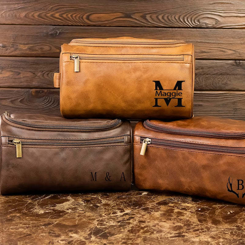 Personalized Mens Toiletry Bag Vegan Monogram Wash Bag With Name