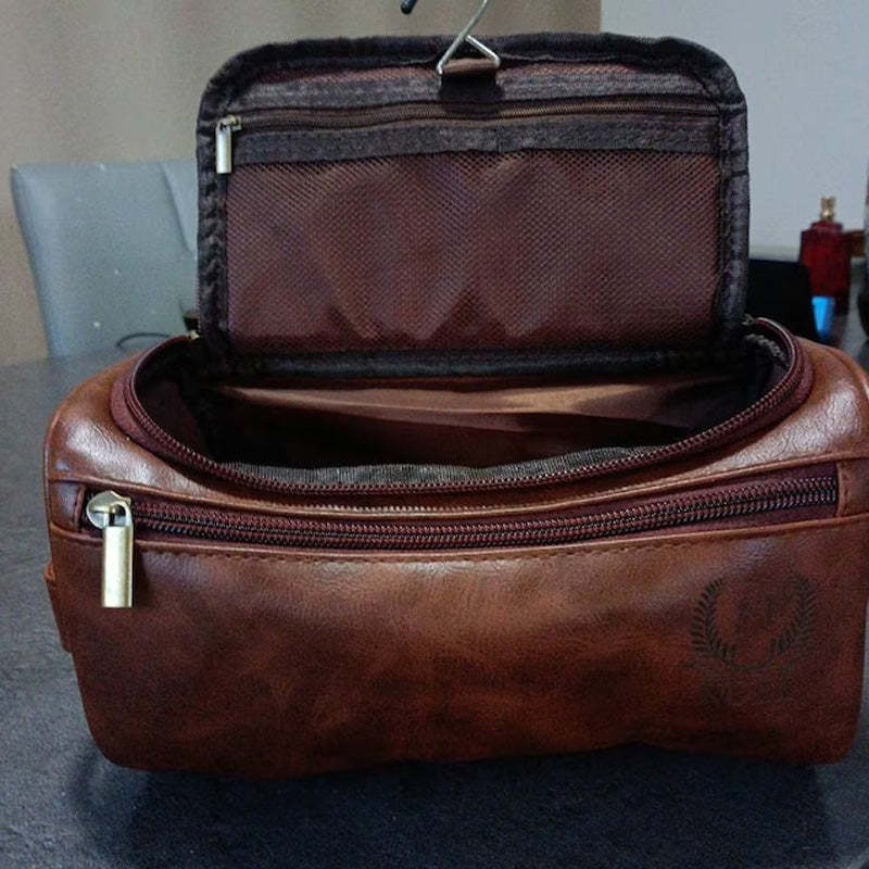 Custom Leather Dopp Kit Personalized Mens Toiletry Bag Gift For Men