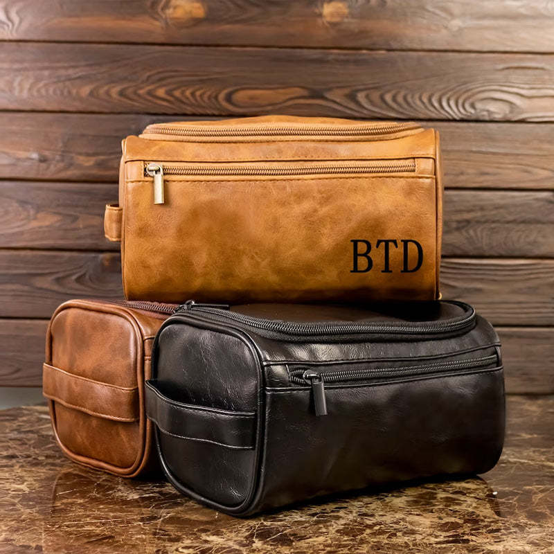 Personalized Mens Toiletry Bag Vegan Monogram Wash Bag With Name