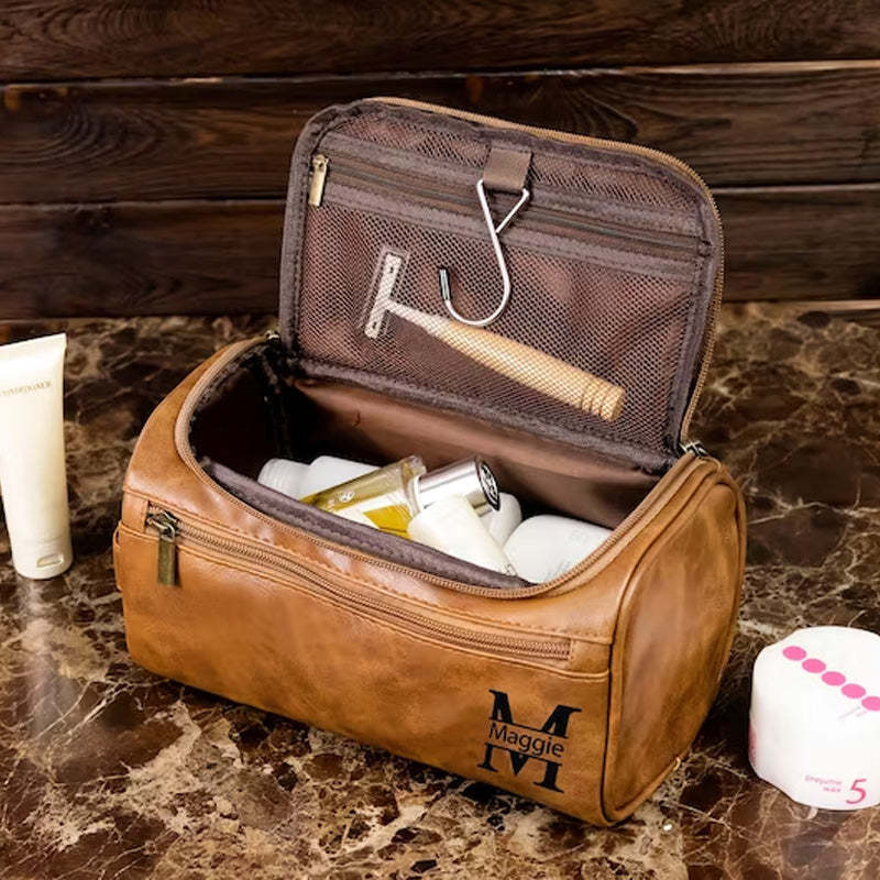 Personalized Mens Toiletry Bag Vegan Monogram Wash Bag With Name