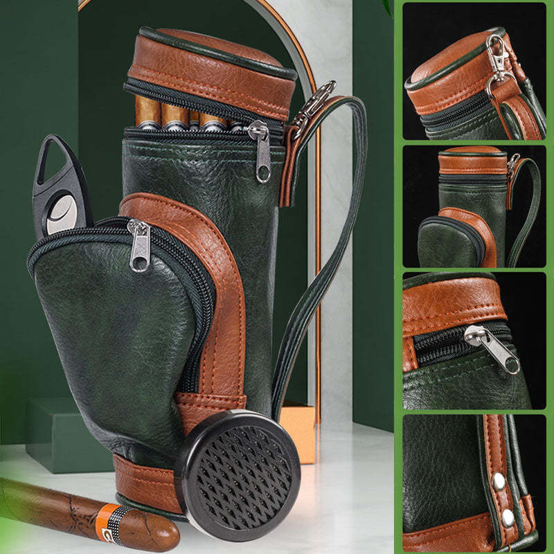 Portable Cigar Case Travel Cigar Bag With Cigar Moisturizer Cigar Cutter Cigar Case Bag