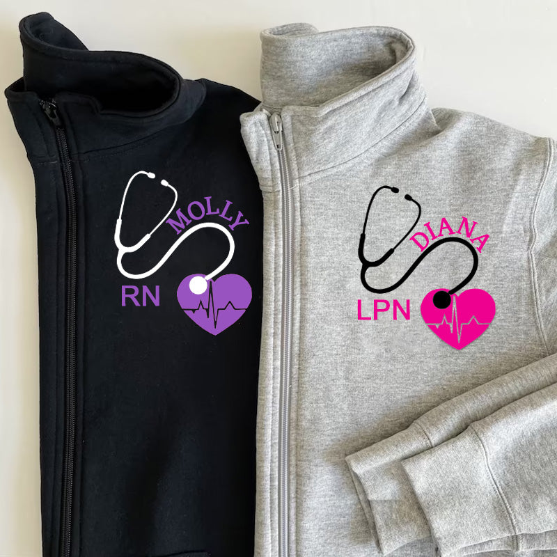 Nurse Pullover Sweatshirt Jacket With Your Name