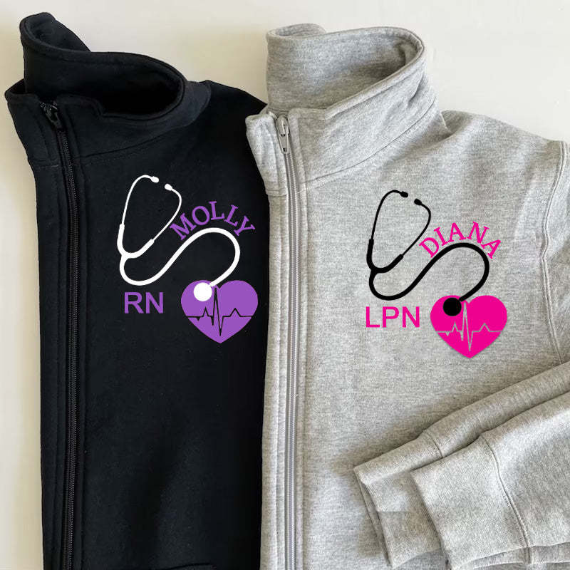 Nurse Pullover Sweatshirt Jacket With Your Name
