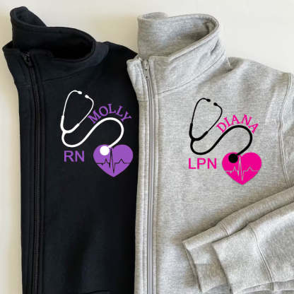 Nurse Pullover Sweatshirt Jacket With Your Name