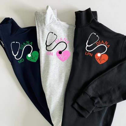 Nurse Pullover Sweatshirt Jacket With Your Name