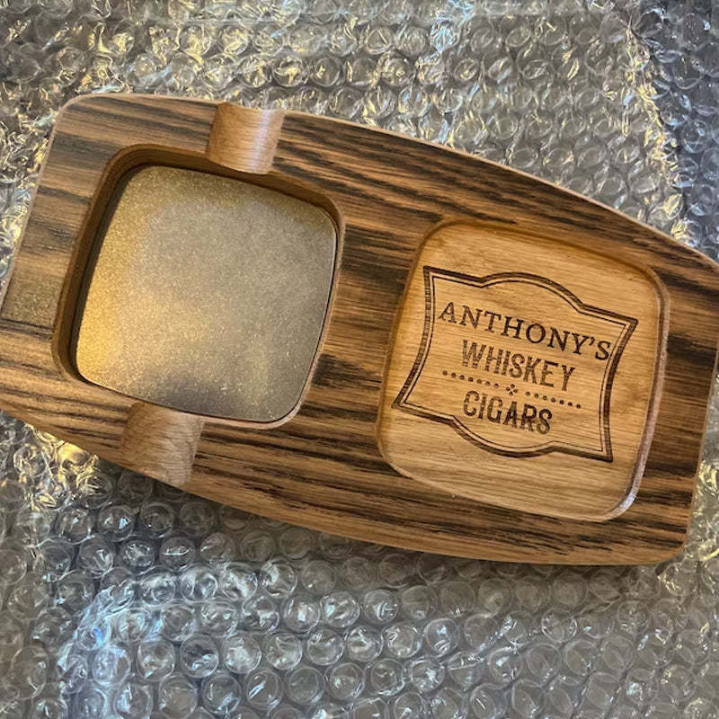 Toasted White Oak Whisky & Cigar Tray/ Groomsmen Gift