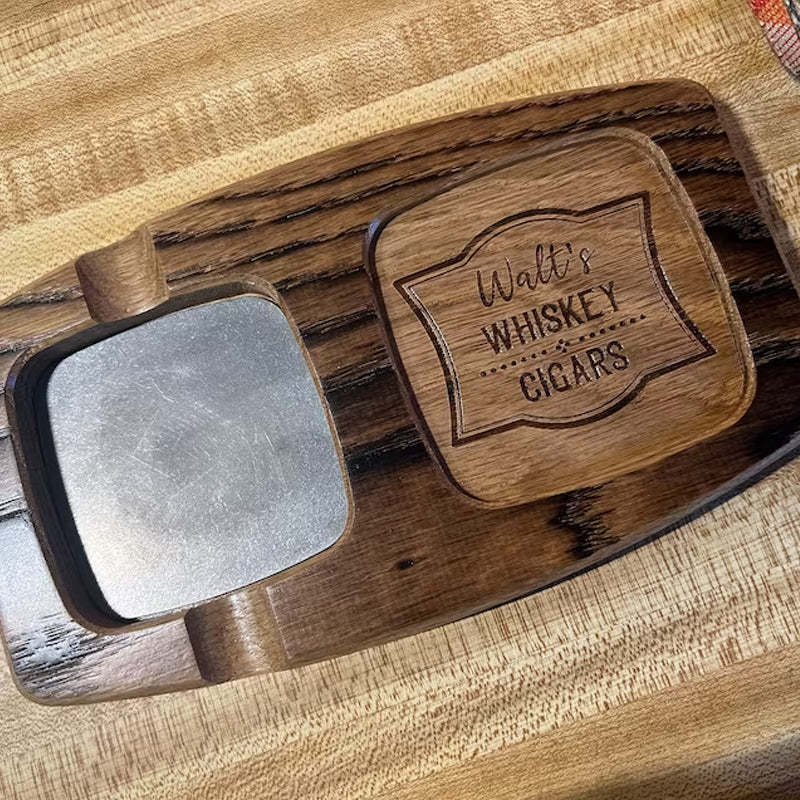 Toasted White Oak Whisky & Cigar Tray/ Groomsmen Gift
