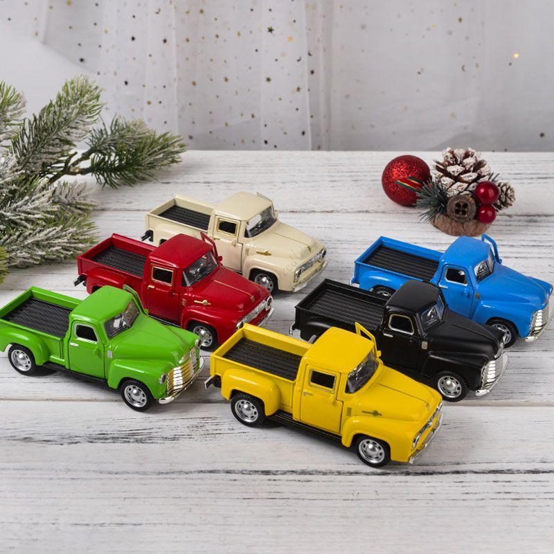 Personalized Christmas Red Truck Decor Metal Farm Truck